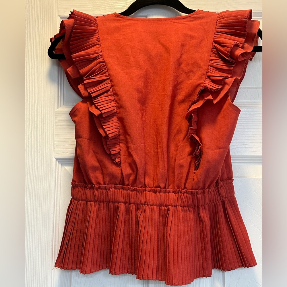 Orange/Rust Color Express Blouse, Size Small - image 2